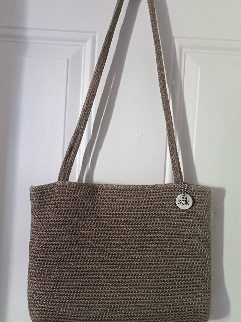 The Sak Taupe Crochet Tote Bag